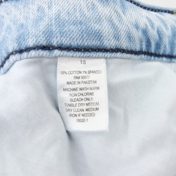 Arizona Jeans Light Wash Blue Distressed Raw Hem High Rise Vintage Straight 15 - Picture 13 of 14